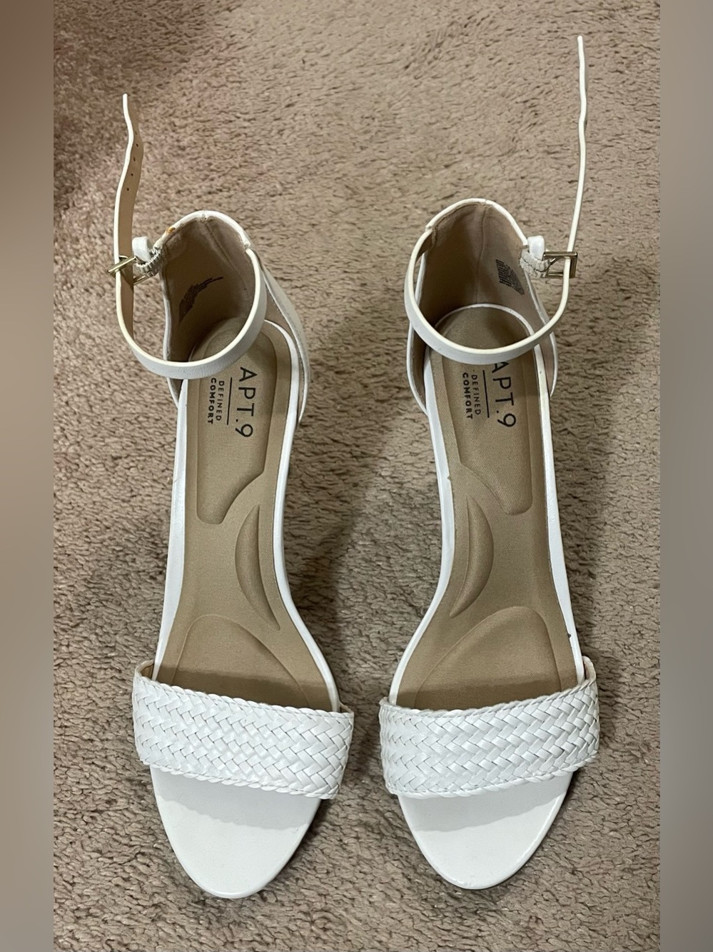 Apt. 9 White Braided Front Ankle-Strap Heels